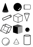 black and white solid shapes