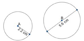 circles with radius 2.2cm, and diameter 5.6cm