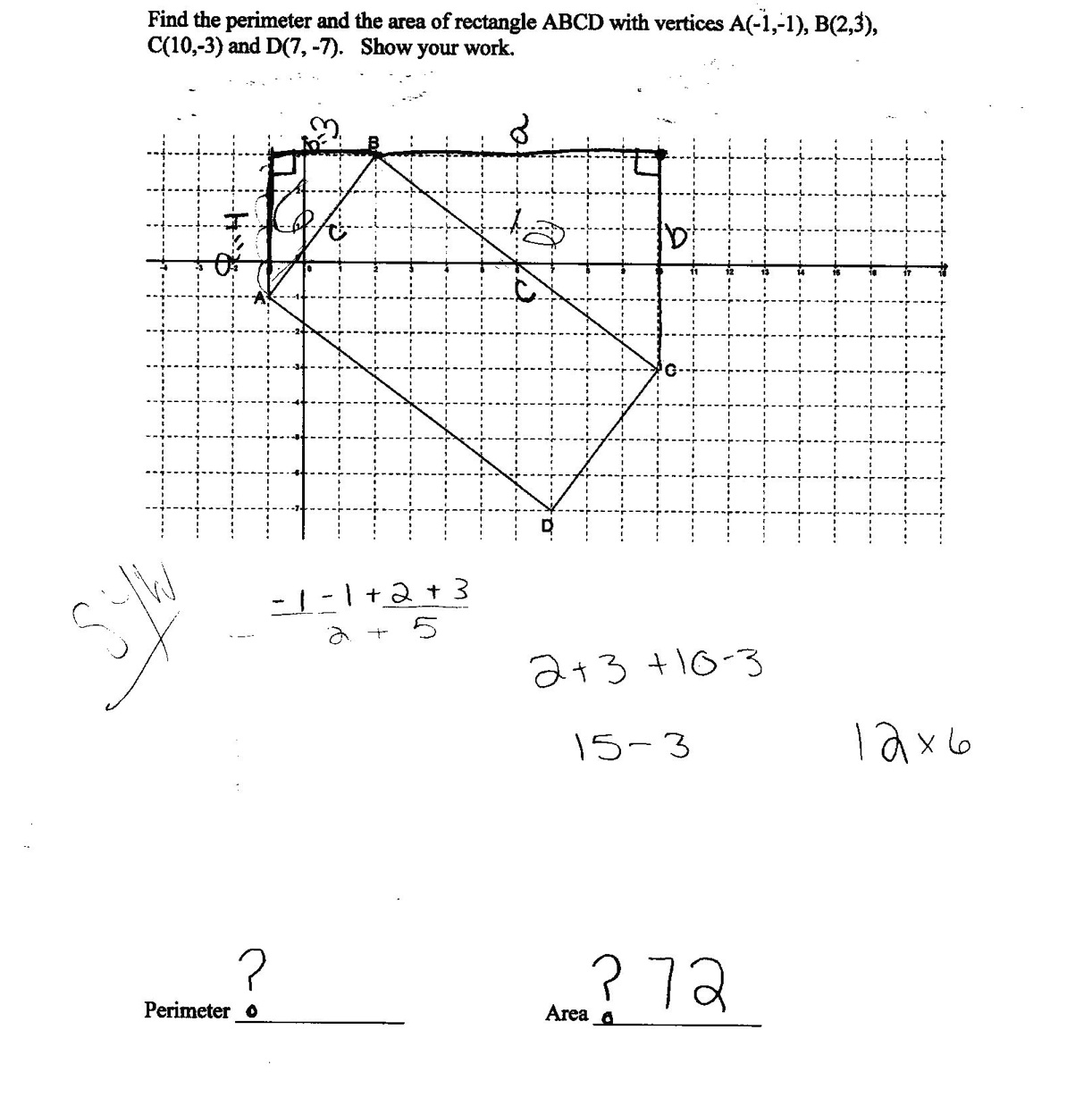 Perimeter and Area of a Rectangle