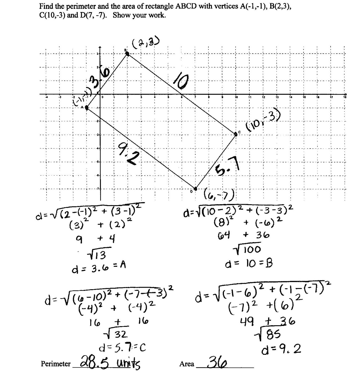 Perimeter and Area of a Rectangle