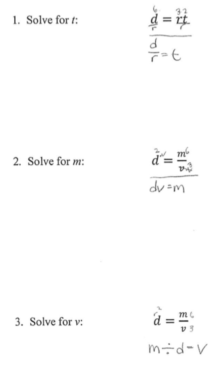 Literal Equations Students are given three literal equations, each For Solving Literal Equations Worksheet