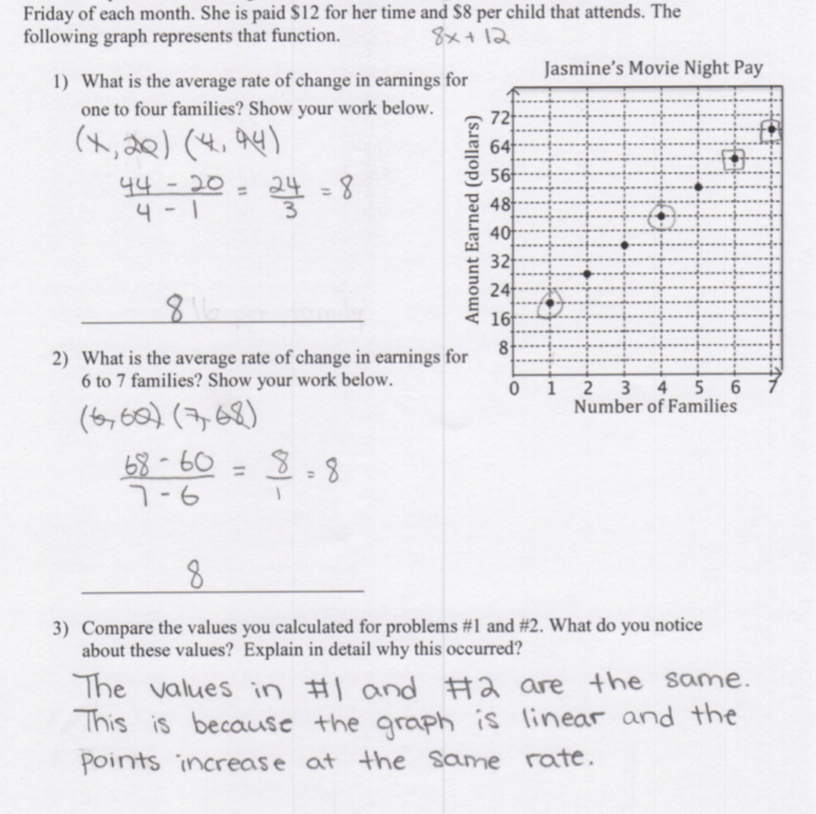 Identifying Rate of Change Students are asked to calculate and For Rate Of Change Worksheet