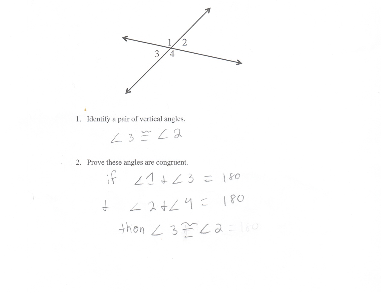 Proving The Vertical Angles Theorem 2357