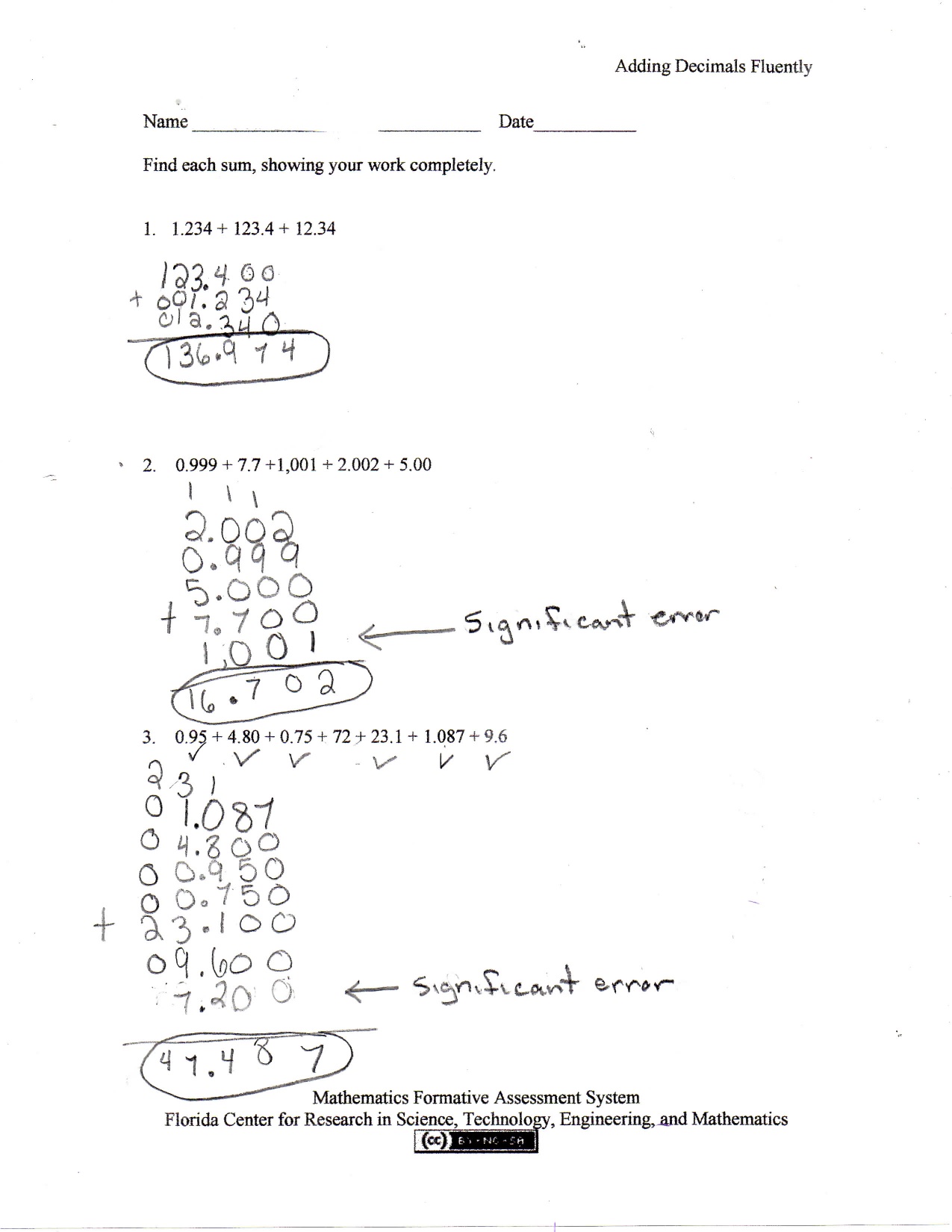 Adding Multidigit Decimals