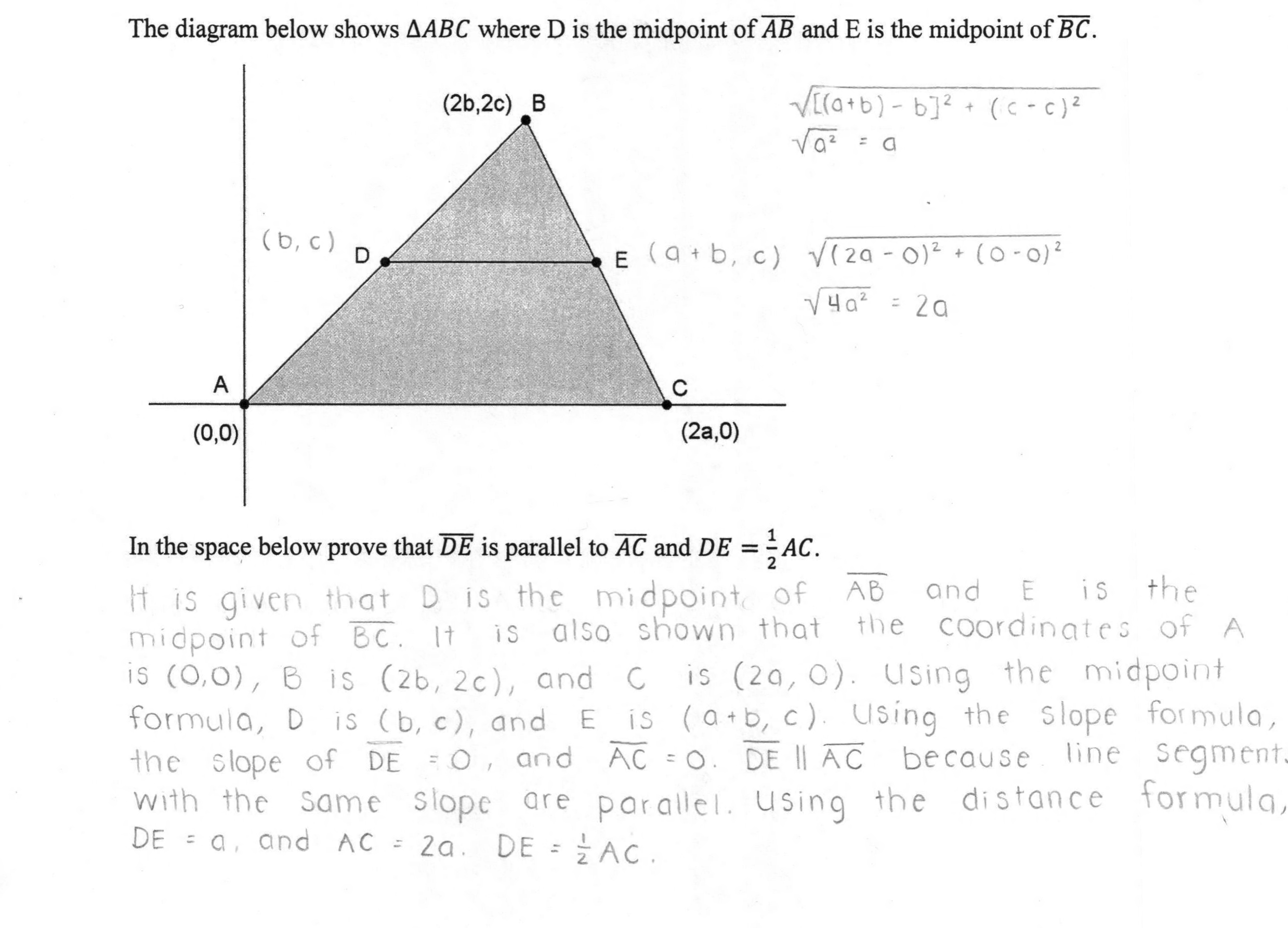 Triangle Midsegment Proof Students are asked to prove that the Inside Midsegment Of A Triangle Worksheet