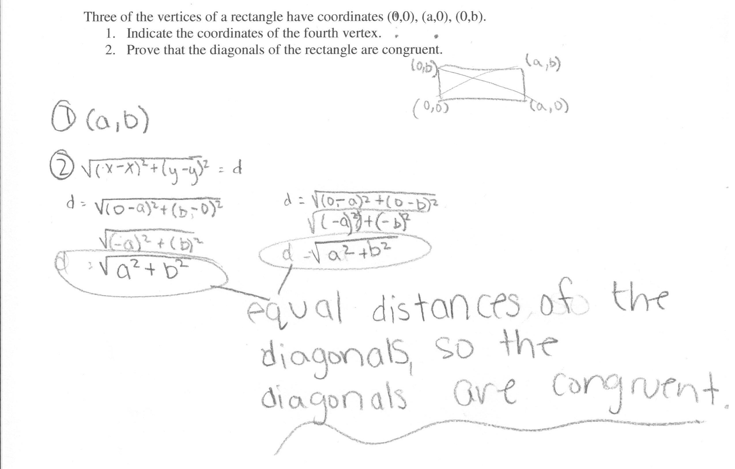 finding length of diagonal of a rectangle