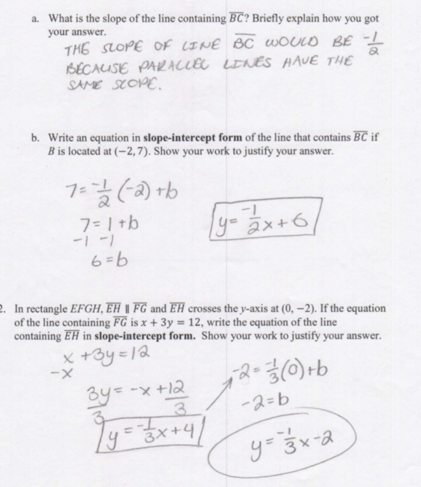 Writing Equations For Parallel Lines