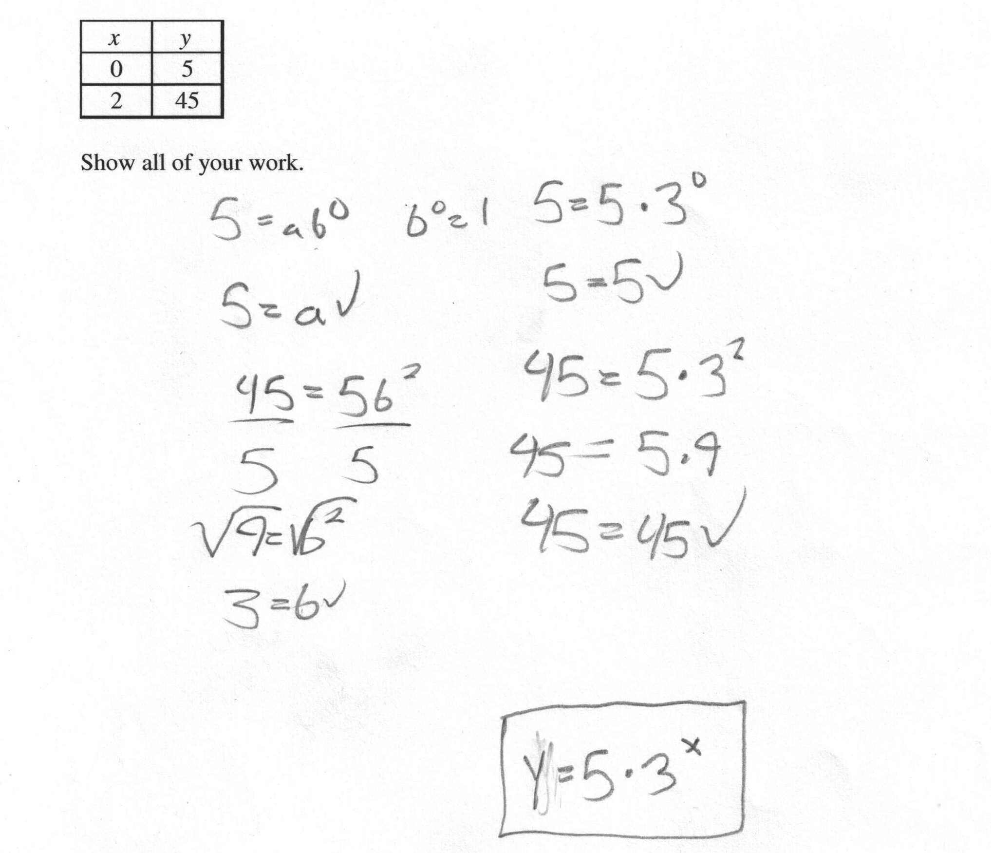 Writing an Exponential Function From a Table