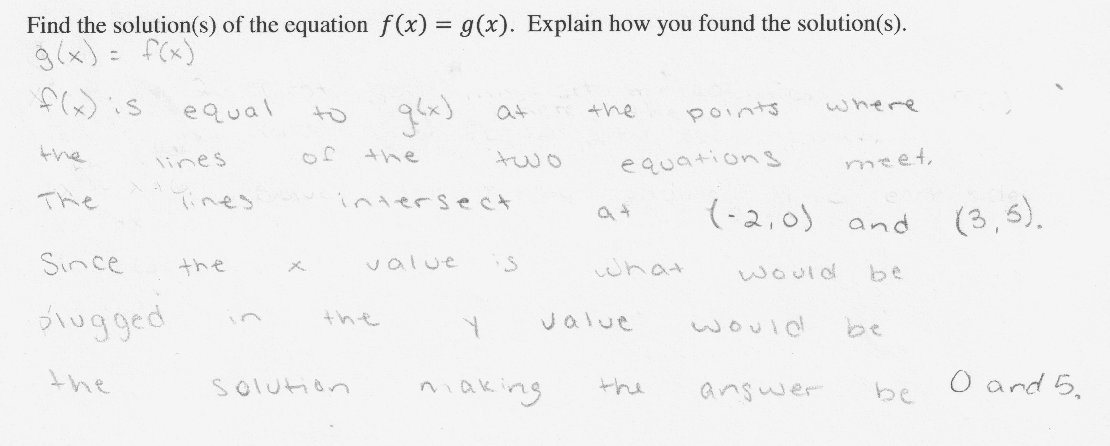 Graphs And Solutions 2 Students Are Asked To Find The Solution S Of The Equation F X G X Give