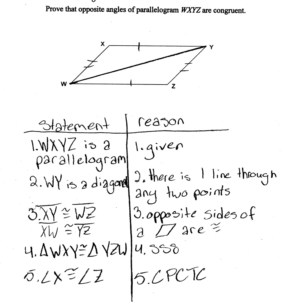 Proving Parallelogram Angle Congruence
