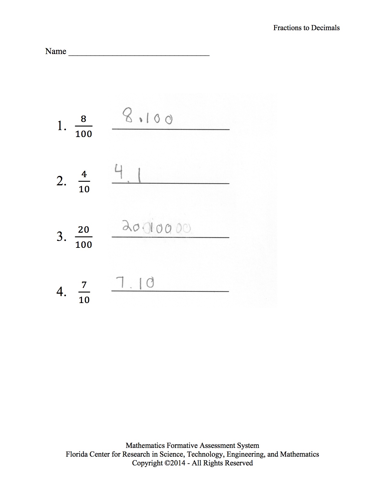 Fractions to Decimals